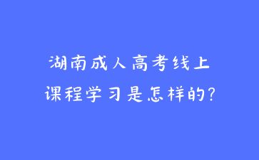 湖南成人高考線上課程學(xué)習(xí)是怎樣的?